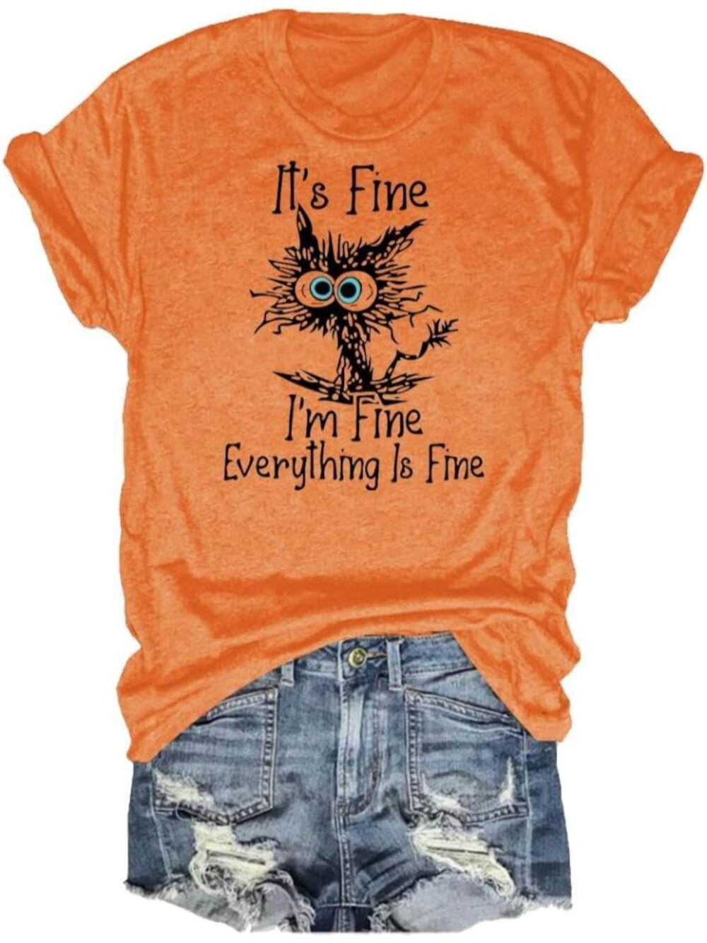 Women's Orange Short Sleeve Sayings Loose Fit Casual Tops Imported T-Shirts